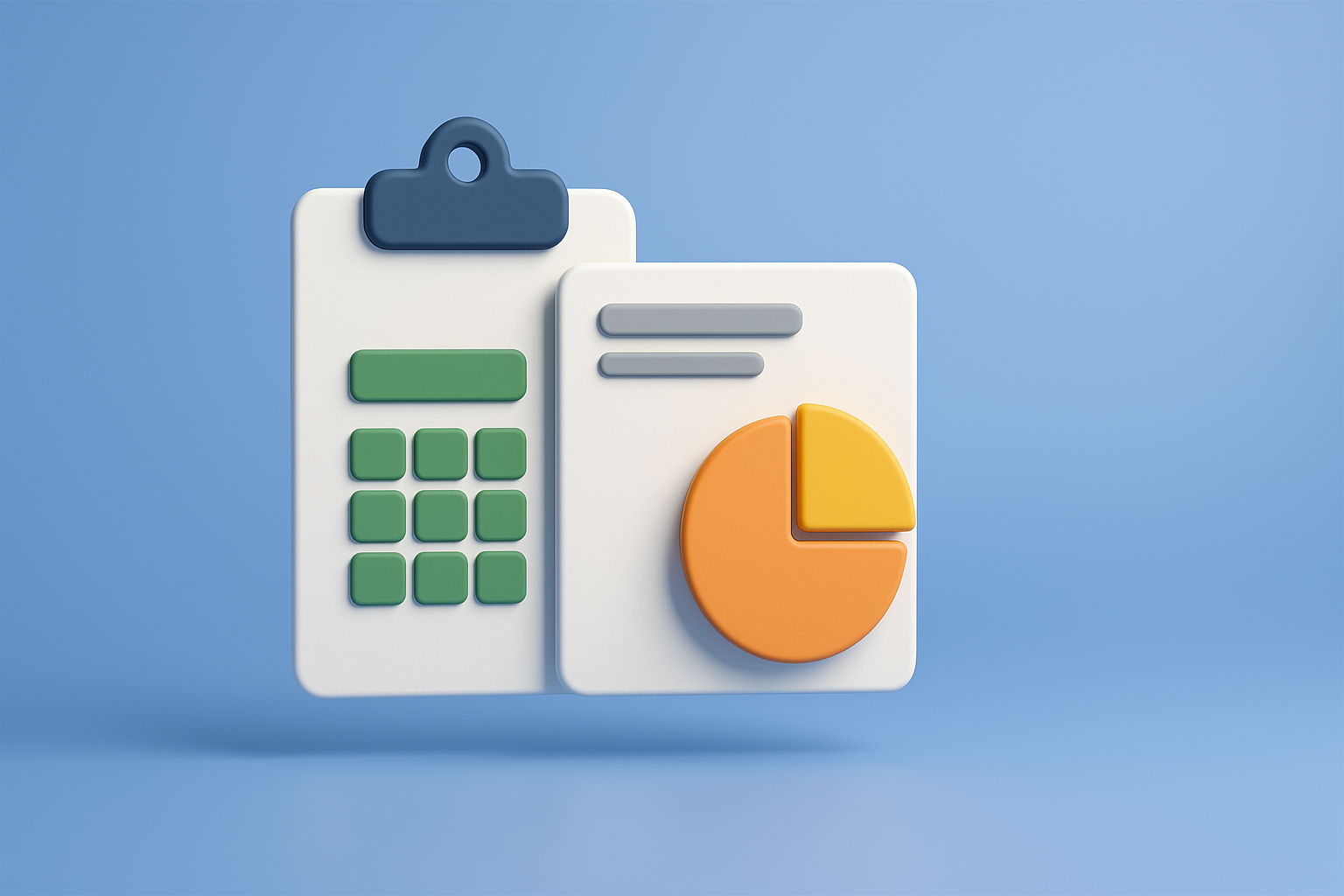 Clipboard with tracking spreadsheet and pie chart for inquiry management
