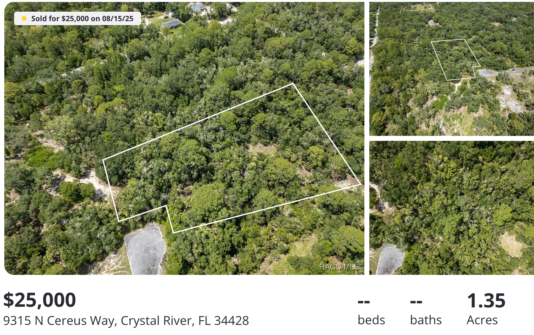 Property sold for $25,000 - aerial view of 9315 N Cereus Way